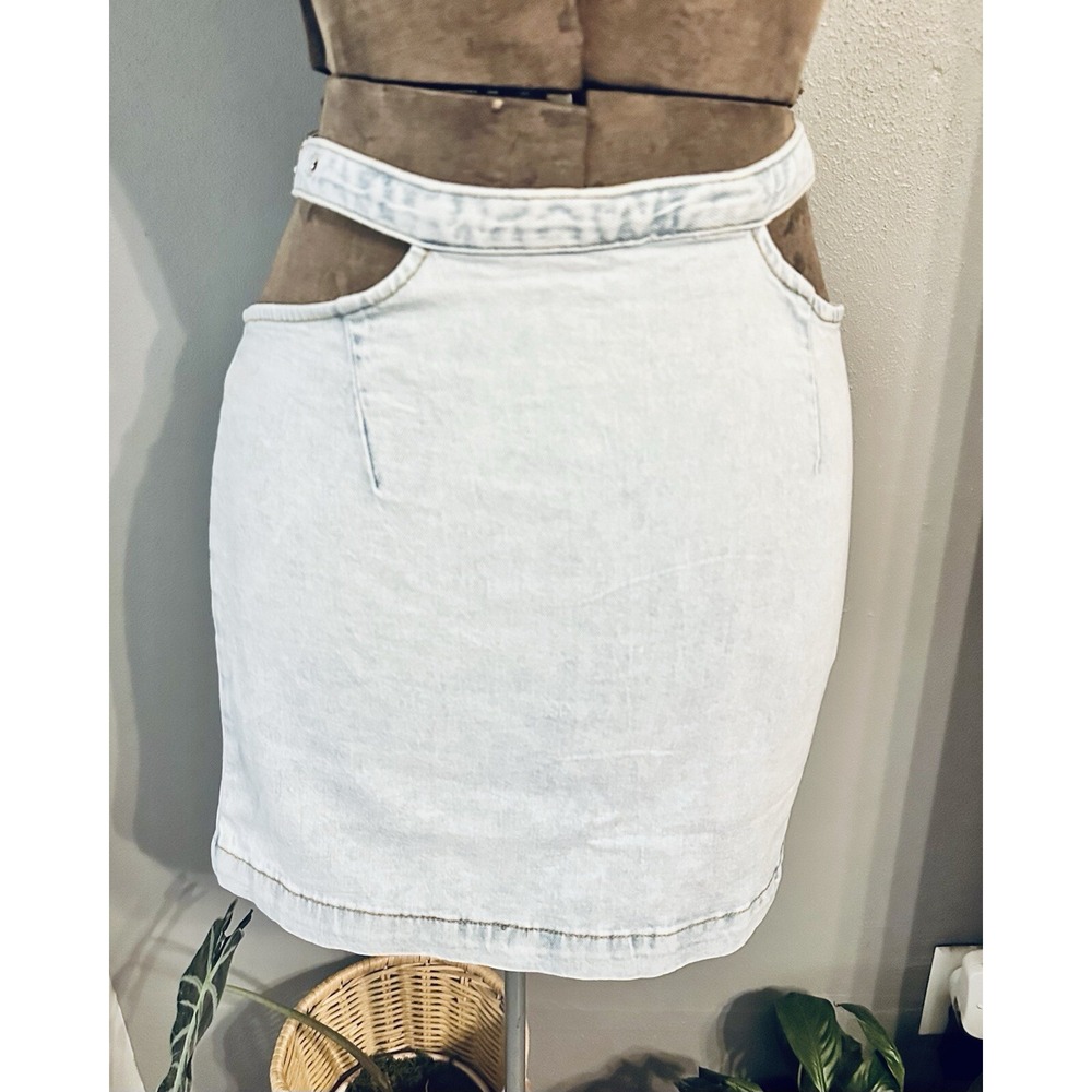 WeWoreWhat XS Cut Out‎ Denim Mini Skirt Indigo Comfort Zrq Super Light